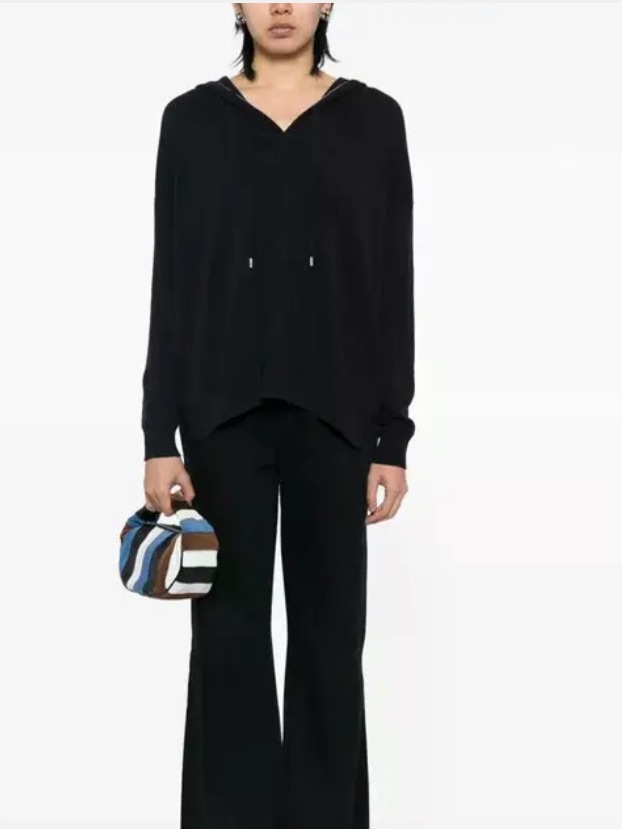 N. Peal Maya Metal Hoodie On Navy